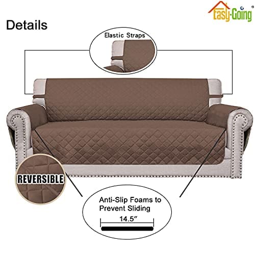 Easy-Going Chair Sofa Slipcover Reversible Sofa Cover Water Resistant Couch Cover Furniture Protector Cover with Elastic Straps for Pets Kids Children Dog Cat (Chair, Brown/Brown)