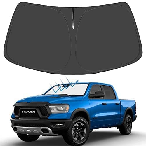 Proadsy for Dodge RAM 1500 2019-2025 Windshield Sun Shade 4-Layer Foldable Front Sunshade Protector Sun Visor Blocks UV Rays Keep Car Cooler