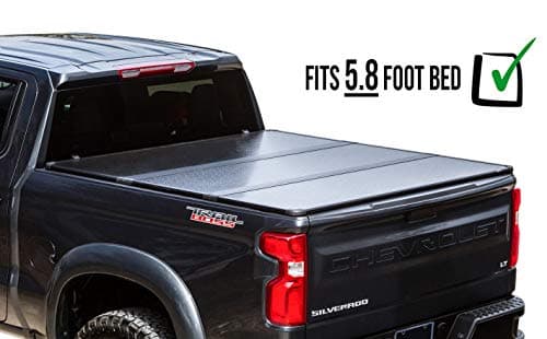 65-Series Hard Folding Tonneau - Easy-On/Easy-Off Solid Flip Bed Cover - Fits / Compatible with Chevrolet Silverado & GMC Sierra 1500 2014-2018 with 5.8ft Short Bed