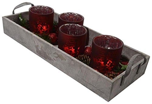 Decoris Tealight Holders & Tray, Christmas Red