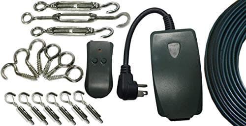 Globe Light Kit - Easy to Install Stainless Steel Light Hanging kit, Outdoor Light Guide Wire, 165 ft. W/ Wireless Outlet Remote Turnbuckle & Hooks. Garden,Weddings,Events I Light Suspension
