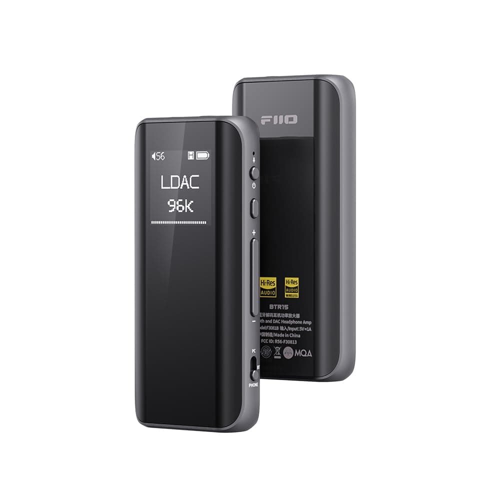 BTR15 Headphone Amps Bluetooth 5.1 Receiver High Resolution 384K/32Bit Native DSD256 USB DAC Supports LDAC/aptX HD/MQA for Smartphones/PC/Car/Home Audio (Titanium)