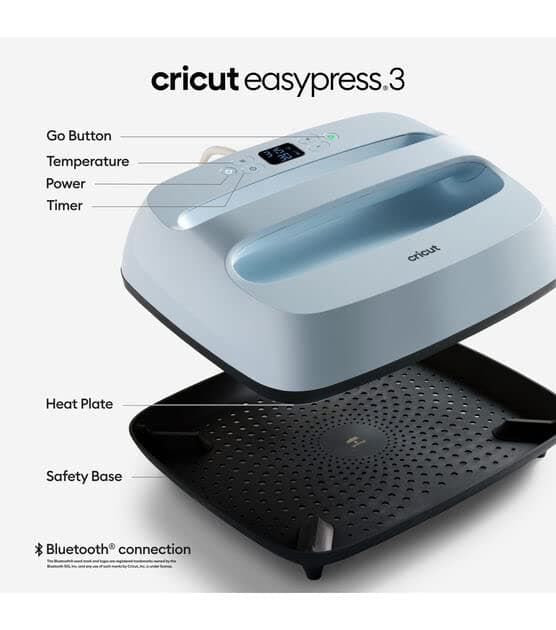 Cricut EasyPress 3 | 30 cm x 25 cm (12 inches x 10 inches) | Heating Press with Bluetooth Technology for Iron-On (HTV), Fusible Ink and Sublimation Materials, 2009152