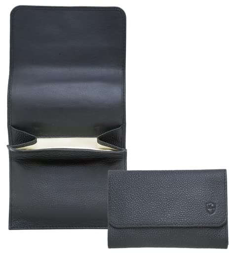 Mitchell Thomas Black Leather Pipe Tobacco Roll Up Day Pouch - 9313