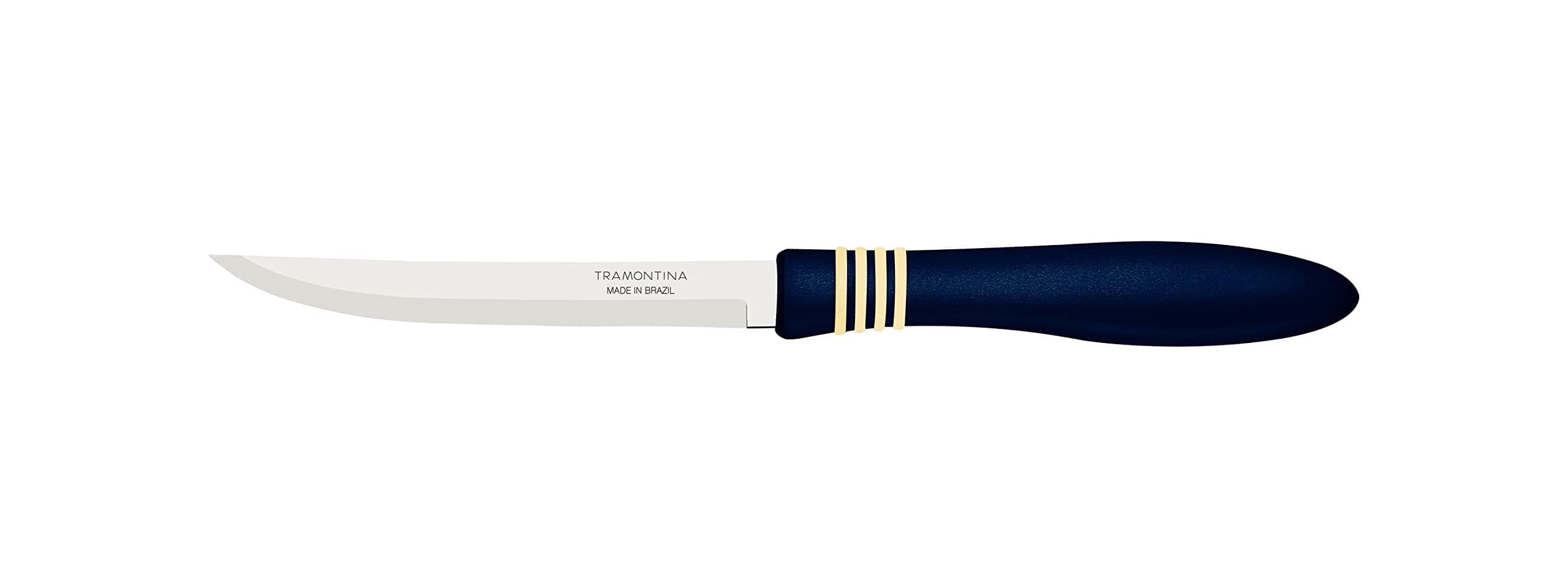 Cor&Cor 2 Pieces Steak Knife Set with Stainless Steel Blade and Dark Blue Polypropylene Handle