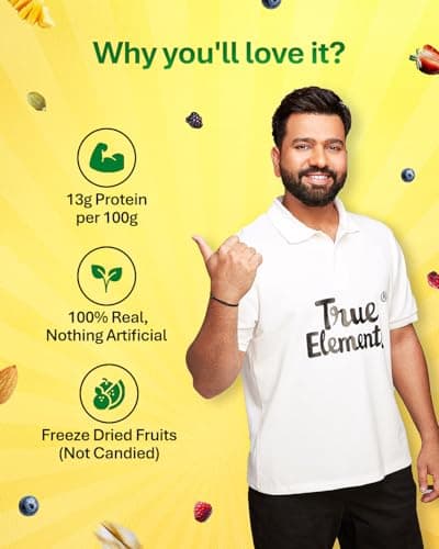 True Elements Muesli 1Kg With Seeds,Nuts And Berries|100% Wholegrain Cereal For Breakfast|Healthy Diet Food|Muesli With High Protein And Fibre