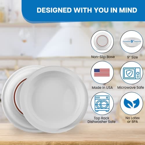 Providence Spillproof Scoop Plate - 9" Red and White (2 Plates)