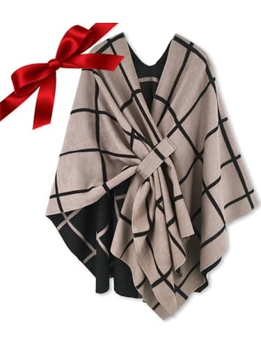 Moss Rose Women's Shawl Wrap Poncho Ruana Cape Open Front Cardigan with Belt for Fall Winter
