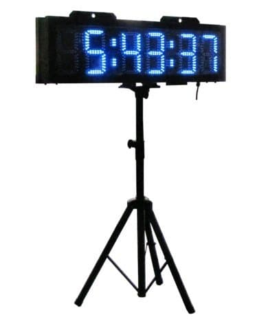 Outdoor LED Race Timing Clock Blue Color Digits Countdown/up Timer 6" High Character Double Sided with Tripod for Marathon or Running Events Support Real Time Clock