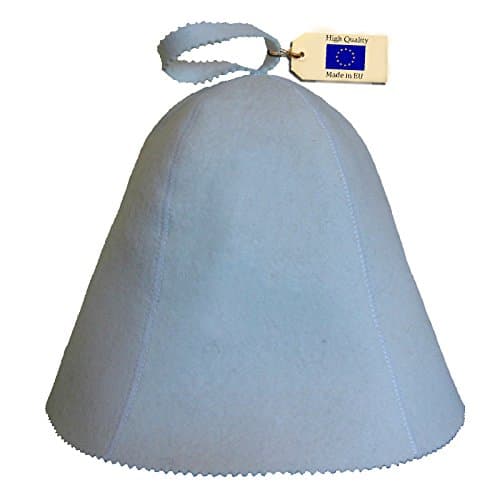 Allforsauna Sauna Hat Russian Banya Cap 100% Wool Felt Modern Lightweight Head Protection for Men and Women | Classic White Color