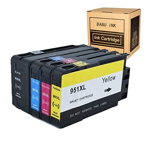 BABU 4pack Compatible Ink Cartridges Replacement for HP 950 951XL Work for HP Officejet PRO 8600 8610 8620 8630 8100 8640 8660 8615 8625 251dw 276dw Printer (1 Black,1 Cyan,1 Magenta,1 Yellow)