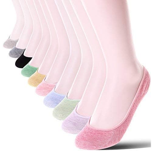 Ryi ASJO Womens 10 Pack Thin Casual No Show Socks Non Slip Flat Boat Line Low Cut