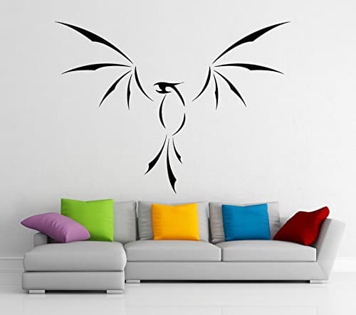 AnOL (70x51 cm) Vinyl Wall Decal Phoenix With Open Wings/Fire Bird Art Decor Home Sticker/Volcano Lava Fenix DIY Mural + Free Random Decal Gift