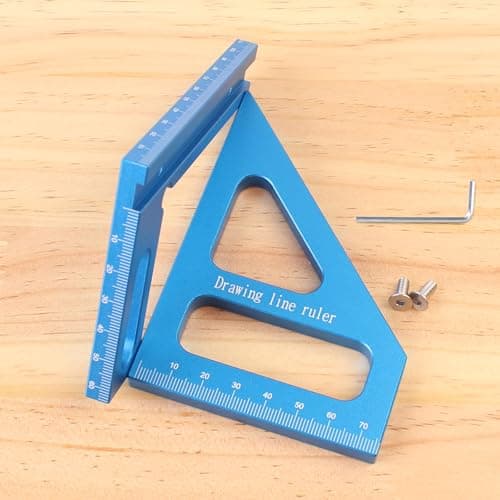 3D Multi-Angle Measuring Ruler,45/90 Degree Aluminum Alloy Woodworking Square Protractor, Miter Triangle Ruler High Precision Layout Measuring Tool for Engineer Carpenter,002BLUE
