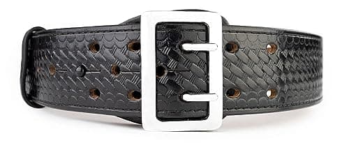 First Class Leather Sam Browne Police, Sheriff, and Security Leather-Lined, 2.25" Width Plain and Basketweave Duty Belt