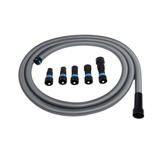 Cen-Tec Systems 94709 Quick Click 16 Ft. Hose for Home and Shop Vacuums with Expanded Multi-Brand Power Tool Adapter Set for Dust Collection, Silver
