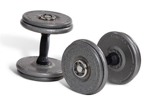 Hampton 5-50 LB Gray Pro-Style Dumbbells with urethane Snug-Grip handles