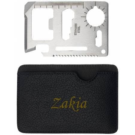 Multipurpose survival pocket tool with engraved holder with name: Zakia (first name/surname/nickname)