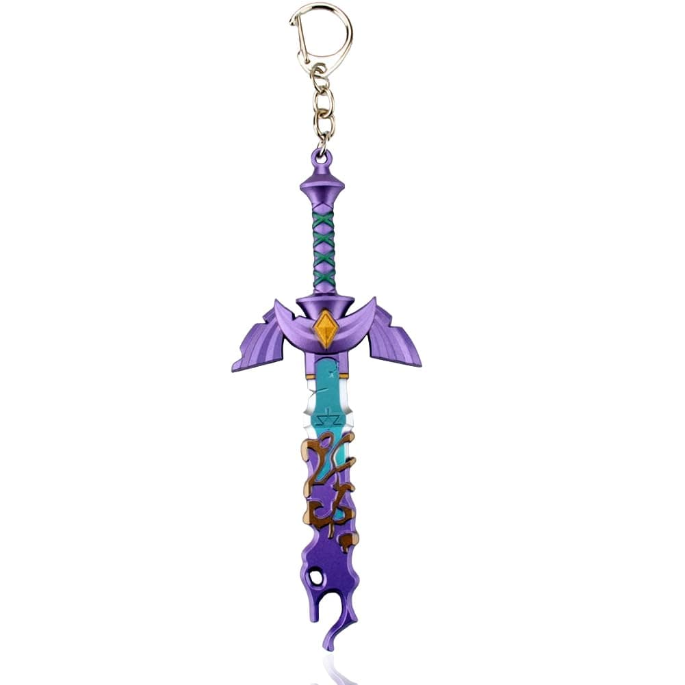 Decayed Master Sword Keychain Latest,Key Ring for Men and Women The Legend of Zelda Tears of the Kingdom Master's Sword Key chain Cosplay Accessories - Purple, Keychain-purple, 13 cm