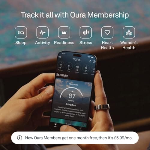 Oura Ring 4 - Gold - Size 14 - Smart Ring Sizing Kit | Sleep Tracking Wearable - Heart Rate - Fitness Tracker - Up to 8 Days Battery Life