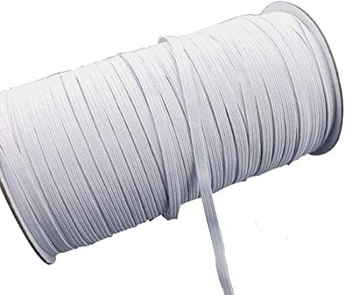 70 Yards Flat Elastic Band 3mm 1/8 Inch Wide Braided Stretch Strap Cord Roll for and Sewing Crafting(White)