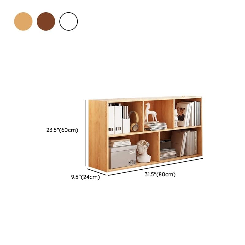 LITFAD Wood Modern Cube Bookcase with Closed Back and Multiple Shelves Floor Storage Cabinet for Home Office Study Room Library - Nut-Brown 31.5" L x 9.4" W x 23.6" H