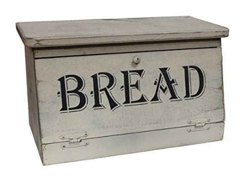 Farmhouse Rustic Bread Box with Distressed Buttermilk Finish