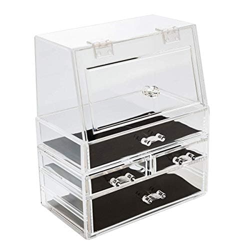 Zerria Makeup Organizer Transparent Organizer Cosmetic Storage Box Dustproof