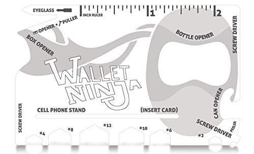 Wallet Ninja 18 In 1 Credit Card Multi Tool Baby Blue Snow Mutant Purple Eyeglass Screwdriver Hex Wrenches Bottle Opener Phone Stand Can Opener Ruler