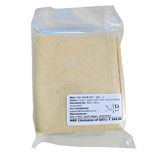 Niks n Bins Cotton Solid Jalebi Cloth with Hole And Bidding for Professionals ( White, 48 x 48 cm ).