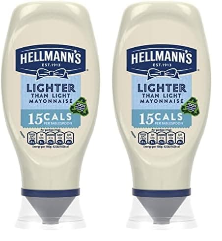 Hellmann's Lighter than Light 100% recycled plastic bottle Mayonnaise light mayo for sandwiches, wraps and salads 430 ml (Pack of 2)