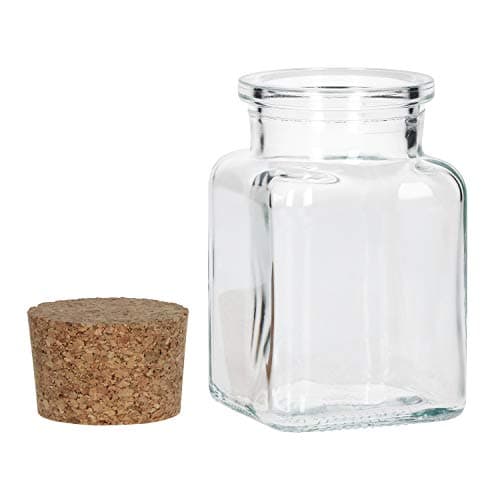MamboCat 12-Piece Spice jars set with cork stopper, square jar, 150 ml, reusable storage container for storing kitchen herbs and spices.