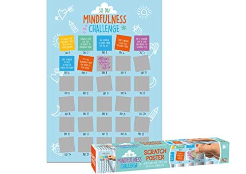 30 Day Mindfulness Challenge Scratch Poster - Help Beat Stress, Anxiety and Boost Your Mood