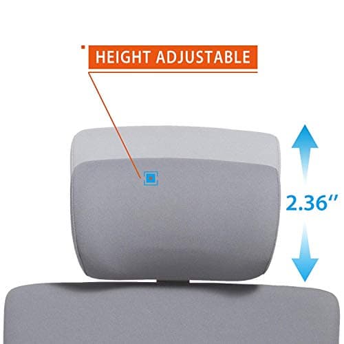CLATINA Adjustable Height Upholstered Headrest for 247 Series Ergonomic High Swivel Executive Chair (Grey)