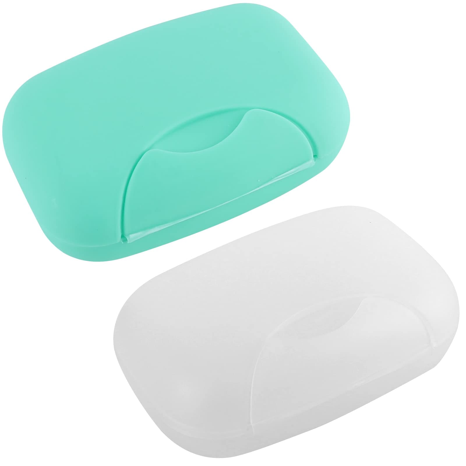 Inovat 2 Pcs Plastic Soap Case Holder Container Box Home Outdoor Hiking Camping Travel Blue & Clear