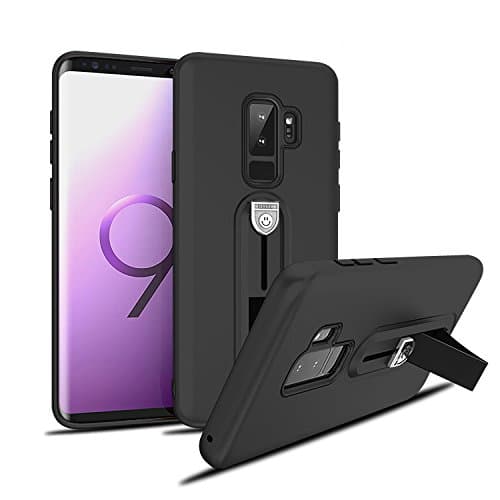 Samsung Galaxy S9+ Plus Cell Phone Case - Shockproof - Hidden TPU Kickstand - (Black)