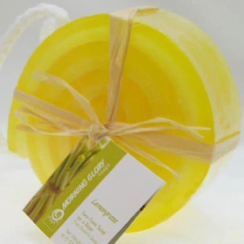 Handmade Lemongrass Swiss Roll Soap on a Rope