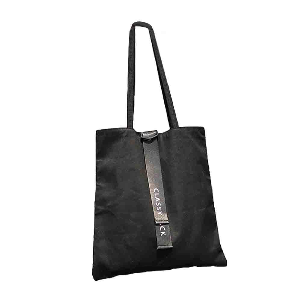 Asaps Canvas Handbag with Fabric Print/Canvas Shoulder Bag/Shoulder Bag/Modern and Characteristic Handbag/Canvas Bag Tote Classy Black
