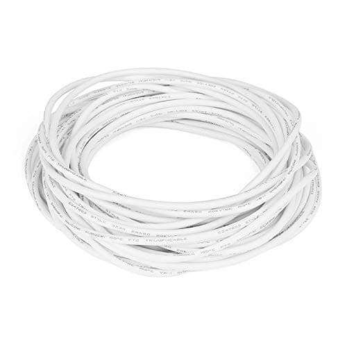Electric Copper Core Flexible Silicone Wire Cable White 10M 32.8Ft (24AWG 20KV)