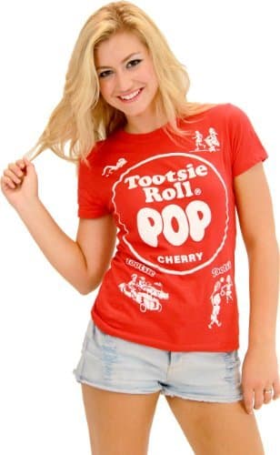 Tootsie Roll Pop Assorted Cherry Red Costume T-shirt (Red) (Juniors Large)