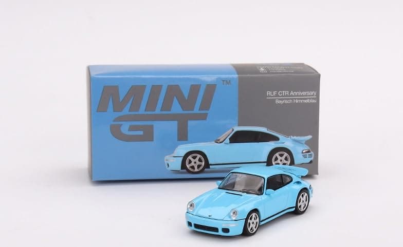 True Scale Miniatures Model Car Compatible with Porsche 911 RUF CTR Anniversary Bayrisch Himmelblau 1/64 Diecast Model Car MGT00562