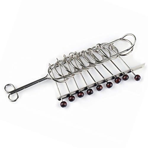 Classical Metal Chinese 9 Linked Rings Puzzle Traditional Brain Teaser