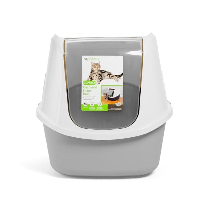 So Phresh Jumbo Enclosed Cat Litter Box Grey 23.4" L X 19.3" W X 18.5" H