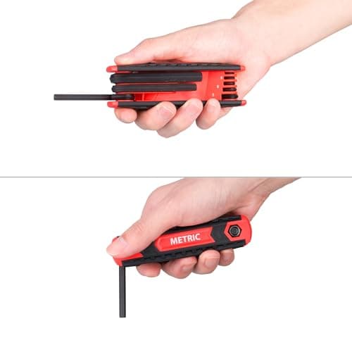 17-Piece Premium Folding Hex Key Wrench Set, Metric 1.5mm - 8mm, SAE 5/64” - 1/4” | Cr-V Steel, Precise and Chamfered Tips | 2 Pack All-Purpose Allen Wrench Tools with Portable and Compact Design