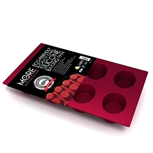 Ultra-Premium, Eco-Friendly Large 8-Cup Oval Silicone Muffin Pan Baking Mold - 24 oz, European Grade Silicone Silicone Pan for Cornbread, Cakes, Bread, and Cupcakes - Burgundy Wine - by More Cuisine Essentials