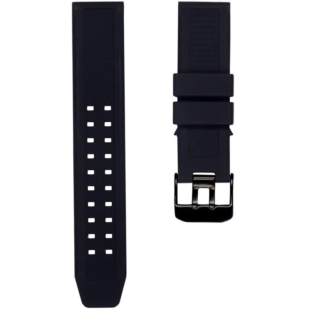 23mm Rubber Silicone Watch Band Strap Replacement with Black/Silver Double Prong Clasp for Luminox 3050 8800 and 3950 Series - Luminox Navy Seal Watch Band