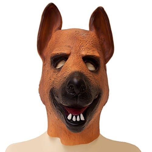German Shepherd Latex Dog Hood-Brown