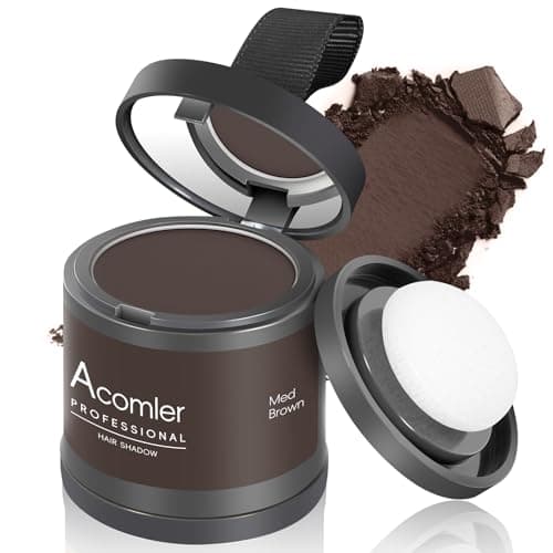 Acomler Instantly Root Cover Up Hairline Shadow Powder, Root Touch Up Hair Color 0.35 Ounce for Thinning Hair, Grey Hair Coverage, Hair Powder for Women Men, Beard Line, Bald Spots (Medium Brown)