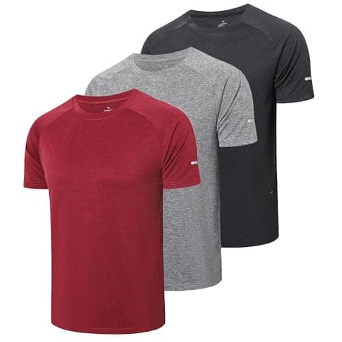 1/3 Pack Mens T-Shirts Quick Dry Short Sleeve Tops Moisture Wicking Active Athletic Running Work Shirts