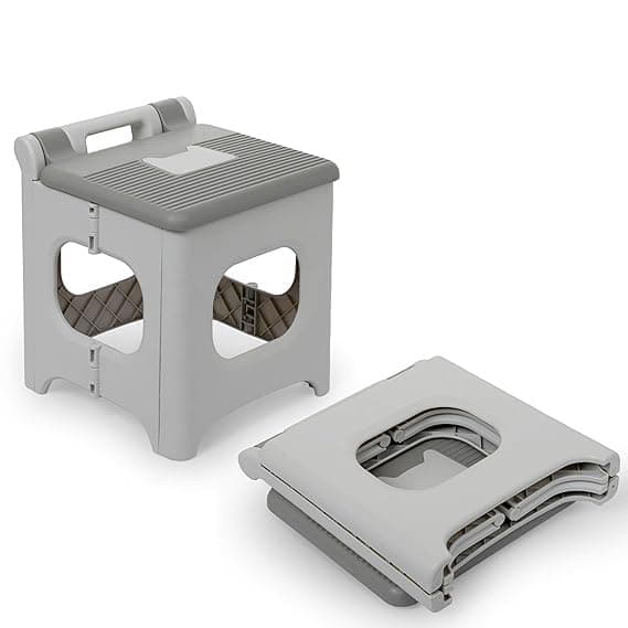 Divik Plastic Foldable & Portable Step Stool for Adults and Kids Mini Folding Stool Camping Chair with Handle for Home, Picnic Bedroom and Living Room (1Pcs)